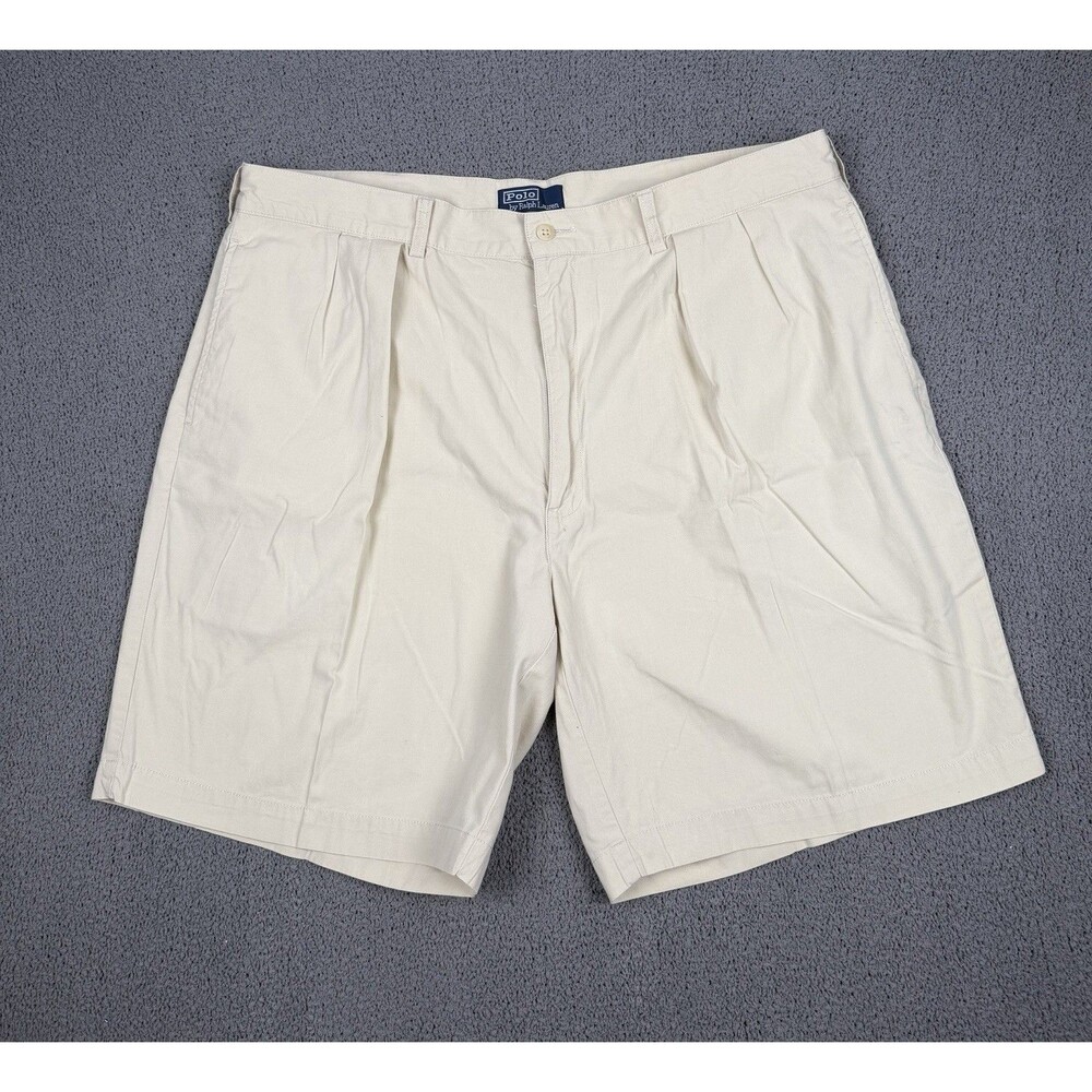 Vintage Polo Ralph Lauren Shorts Mens 42 Beige Pleated Tyler Short Classic
